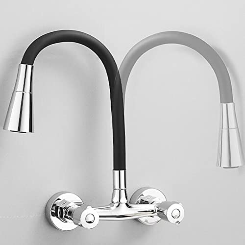 Robinet mitigeur de cuisine mural double trou eau chaude et froide