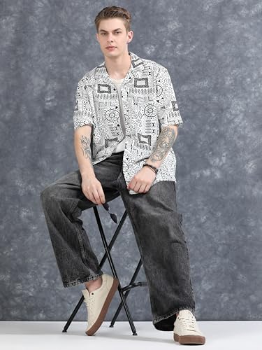 Image of StitchX Men's Half Sleeve Aztec Printed Cuban Collar Shirt
