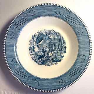 Currier & Ives Blue Vintage 9" Vegetable Serving Bowl "Maple