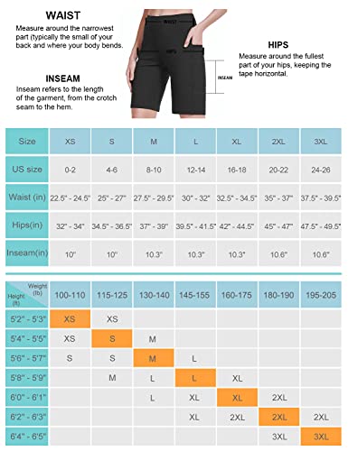Baleaf Women's 10" Bermuda Shorts Long Athletic Workout Knee Length High Waisted Yoga Running Shorts With 3 Pockets Black L #TOP5