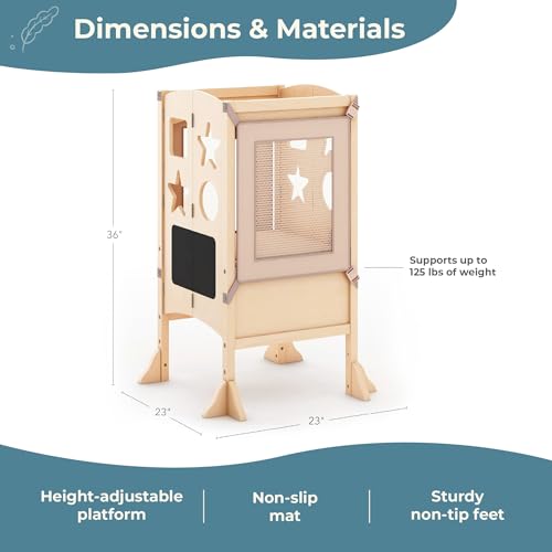 image for Guidecraft Classic Kitchen Helper® Folding Toddler Tower - Natural: W