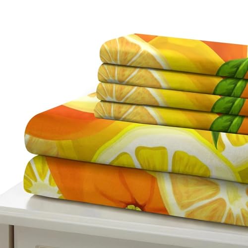Parure de lit agrumes en microfibre avec housse de couette 135x200 cm - 7