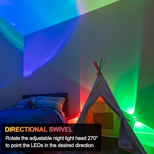 Image of GE Swivel Sconce LED Night Lights Plug Into Wall for Home Decor Color Changing Dimmable Rotating Dusk to Dawn Sensor, Ambient Lighting, Apartment Essentials 1 Pack 81041