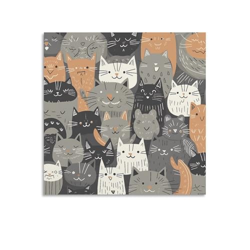 Toile murale abstraite de chat pour salon moderne et décoration de chambre zen