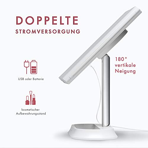 Fancii Make-up Spiegel met Natuurlijke LED Licht en 5x & 7x Vergroting - Driedelige Makeup Mirror met dimbare… - Afbeelding 7