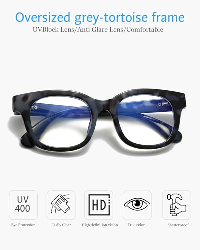 Image of ANRRI Blue Light Blocking Glasses for Women Oversized Blue Light Glasses Anti Eyestrain UV Protection Computer Eyeglasses