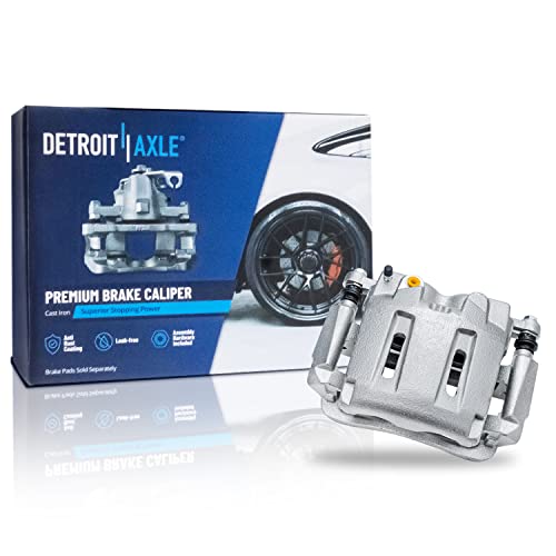 Image of Detroit Axle - Front Brake Kit for 4WD AWD 2005-2012 Ford F-250 F-350 Super Duty Drilled & Slotted Disc Brake Rotors 2006 2007 2008 2009 2010 2011 Replacement Left Brake Caliper