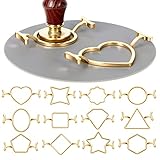 Tessco 12 Pcs 12 Shapes Metal Wax Seal Mold for 1 Inch Wax Seal Stamp and Silicone Mat Kit for Gift Wrapping DIY Thank You Card Craft Wedding Invitations Envelopes Wine Packaging