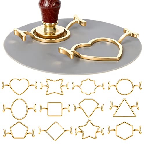 Tessco 12 Pcs 12 Shapes Metal Wax Seal Mold for 1 Inch Wax Seal Stamp and Silicone Mat Kit for Gift Wrapping DIY Thank You Card Craft Wedding Invitations Envelopes Wine Packaging
