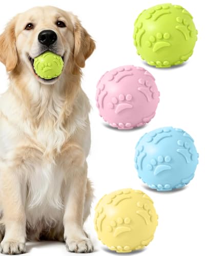 Paxkumux Hundeball Unzerstörbar 4er Pack Quietschball Schwimmfähig