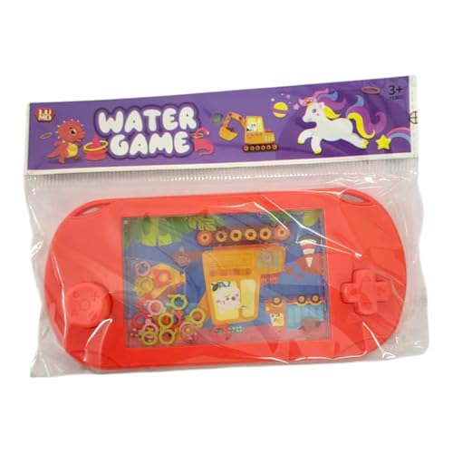 Image of SHAKTISM Classic Handheld Water Ring Toss Game for Kids & Adults Nostalgic Press Button Water Game Machine Portable Plastic Retro Ring Toss Toy Travel Fun Puzzle Toy for Children- 1Pc (Excavator Red)