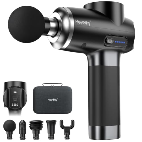 HEYCHY Massage Gun Deep Tissue, Muscle Massager with 5 Heads,12mm