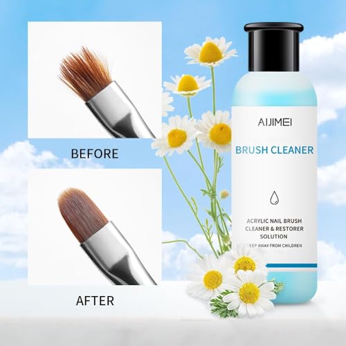 Image of Nail Brush Cleaner 120ml Gel Solution for Preserving & Restoring Nail Art Brushes Includes Glass Cup & Cleaning Cotton Pads Effective Manicure Brush Cleaning For Home Nail Salons