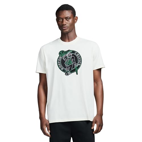 Game 7 x NBA Officially Licensed Men's Short Sleeve Oversized Heavyweight Crew Neck Cotton Patch T-Shirt, Boston Celtics, M, Off-White