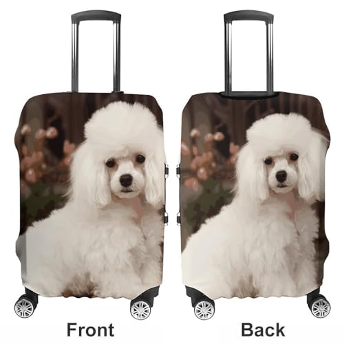 French Poodle Printed Luggage Cover Protector, Fits 18-32 Inch Luggage3