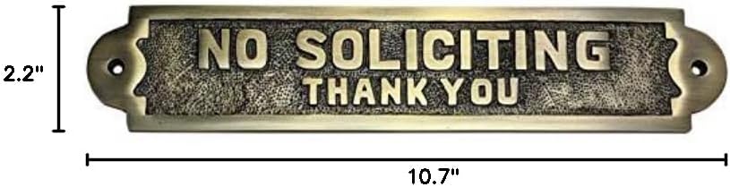 Adonai Hardware Large "NO SOLICITING" Brass Door Sign -Antique Brass