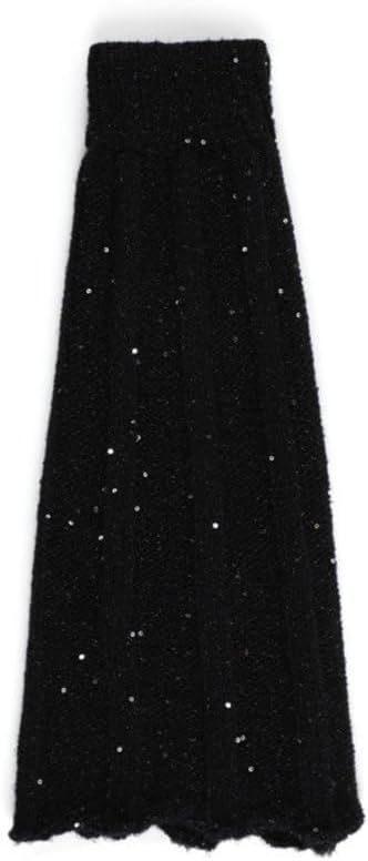 Womens Shiny Sequin Y2k Streetwear Soft Knitted Leg Warmers for Yoga Party Sports