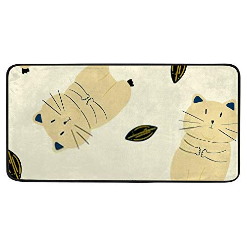 Tapis de cuisine antidérapant imperméable 39x20" lavable imprimé chat - 2