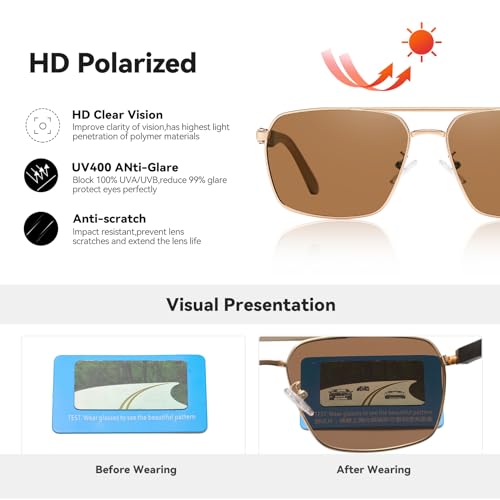 Image of Sunglasses for Men Women Trendy Polarized Sunglasses UV400 Fashion SunGlasses Aviator Sunglasses for Driving Fishing