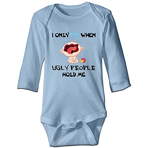 DOQOSESHY I Only Cry When Ugly People Hold Me Funny Baby Unisex Short Sleeve Outfit Infant Sleeveless/Long Sleeve Romper