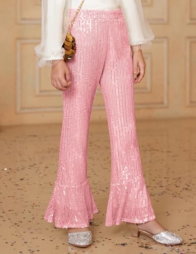 Image of GRACE KARIN Girls Sequin Pants Sparke Trouser Glitter Dance Bell Bottoms 5-14