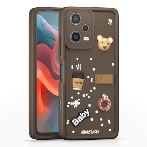 Image of Pikkme Back Cover for Redmi Note 12 Pro 5G | Cute Fun Cartoon 3D Bear Silicone Full Body Protection Bumper Cover (Brown) | Cute