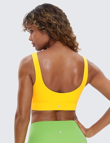 CRZ YOGA Butterluxe Womens U Back Sports Bra - Scoop Neck Padded Low Impact Yoga Bra Workout Crop Top with Built in Bra - Image 3