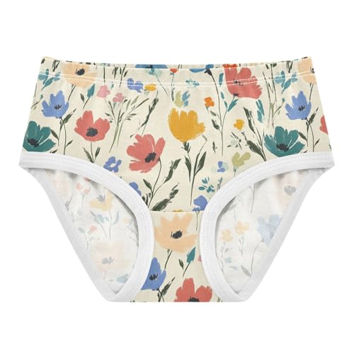 Wusikd Colorful Wildflowers Girls' Underwear Cotton Girls Briefs Soft Toddler Underwear 2T