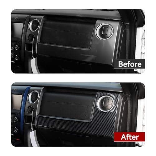 Image of Car Carbon Fiber Trim Center Console Dashboard Panel Sticker Decal Cover for Ford F150 2009-2014 Interior Accessories