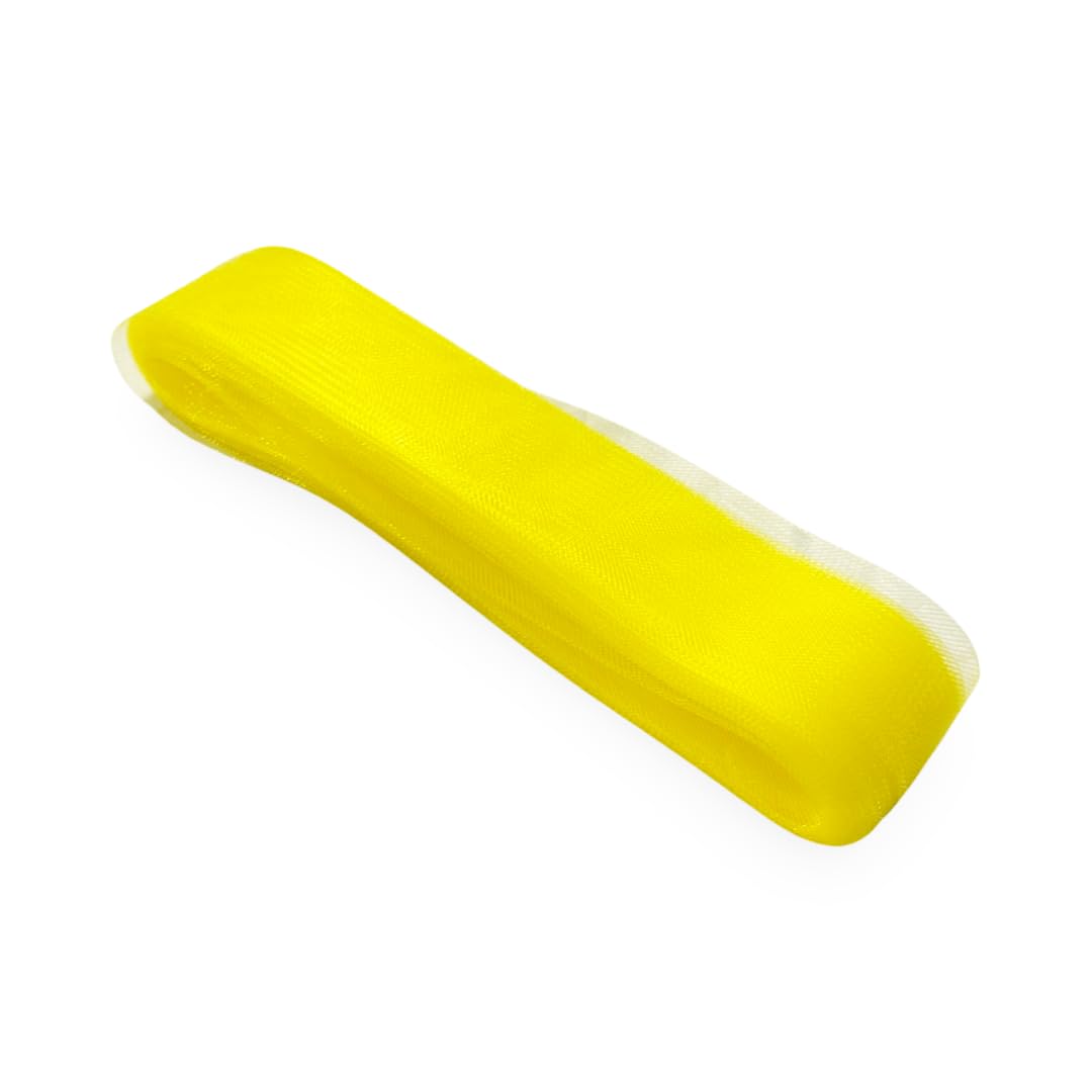 A Roll of 20m Polyester Stiff Horsehair Braid Mesh Netting Ribbons for Hem Boning Sewing Millinery Crinoline CRIN Fascinator Making Trimmings - 5cm Wide (Yellow)