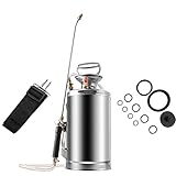 Stainless Steel Pump Sprayer 1 Gallon Hand Garden Sprayers with Wand&Pressure Gauge&Safety Valve for Home, Garden, Lawn Pest Controlling & Weed Killing (1.6 Gallon)