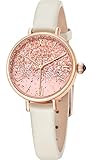 Lola Rose Women's Gradient Sparkle Pink Crystal Watch with Cream Leather Strap