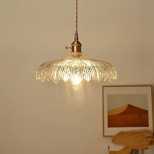 Suspension fleur en verre de cristal et laiton HJLJKG pour luminaire de salle à manger