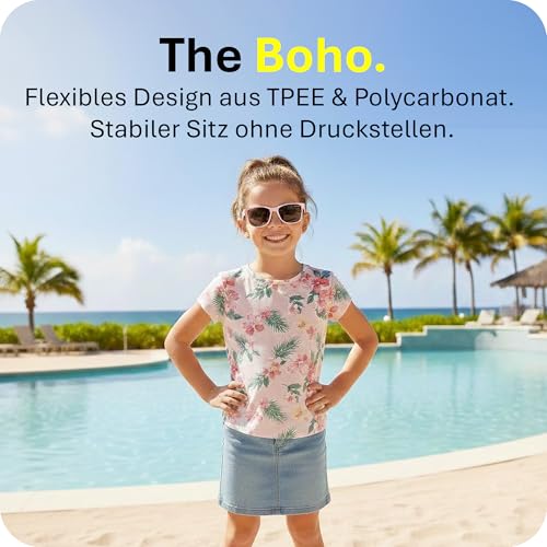 Mausito Sonnenbrille Kinder (3-6 Jahre) UV400 & Kategorie 3 Gläser | Flexible & leichte Bügel aus TPEE & Polycarbonat | Europäisches Design