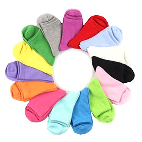 PIXNOR Meias femininas de algodão para meninas, 12 pares de cor aleatória