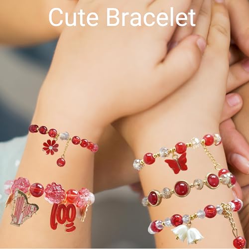 Image of 5PCS Beaded Charm Bracelets for Girls Butterfly Dainty Kawaii Crystal Beads Bracelets Set for Teens Girls Adjustable Stretch Bracelet Birthday Graduation Gift For Daughter Niece Granddaughter