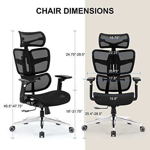 Office Chair Ergonomic Desk Chair - Curved Cushion Mesh Highback Computer Chair Big And Tall Adjustable Lumbar Support, Tilt Function And Headrest Home Office Desk Chairs, Swivel Executive Task Chair #TOP2