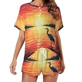 Sunset Heron Short Sleeve Loungewear