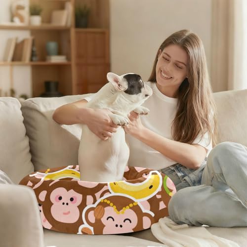 Lit pour chien déhoussable lavable marron taille M panier singe doux