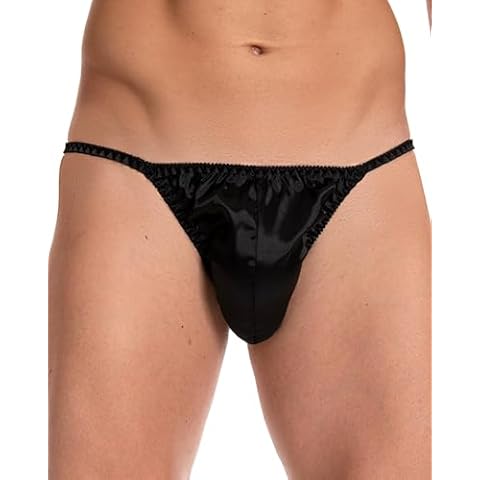 Satini Men's Underwear Satin Tanga Bikini Briefs Panties (Black, L) Cover