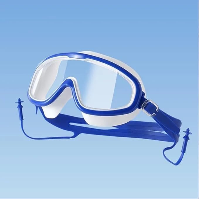 Image of Arviz Anti-Fog Swimming Goggles for Men & Women, Wide-Angle Vision with Attached Earplug & Adjustable Strap, Big Frame Competition Professional Swim Goggles for Swimming Surfing & Training (Blue)