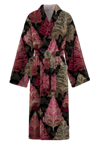 Christmas Fleece Bathrobe for Men Long Kimono Sleep Lounge Robe With Pocket