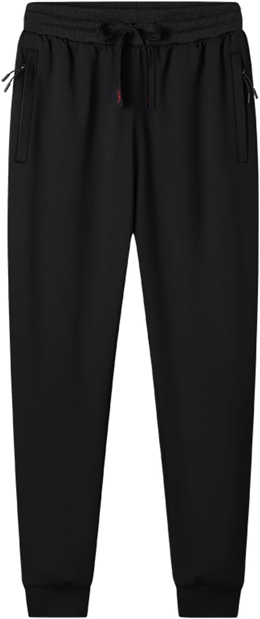 Men's Athletic Sweatpants Pull on Fleece Jogger Workout Pants with Zipper Pockets