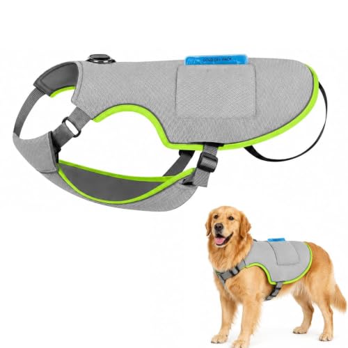 Chaleco de enfriamiento para perros L con bolsa de hielo y arnés ajustable reflectante 2