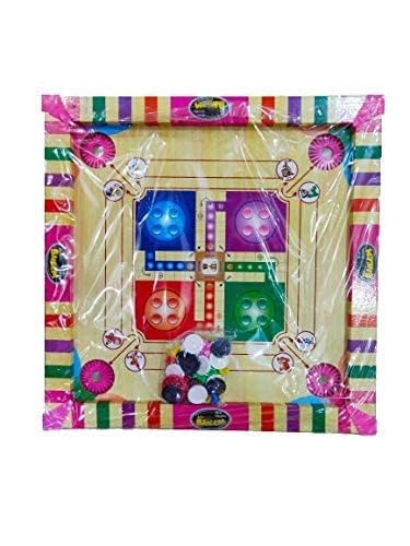 Medium Carrom Board with Coins, Striker, Dice, Other Games Coins for Kids, Specially Carrom for Kids, It's Outdoor and Indoor Toy, Made in India