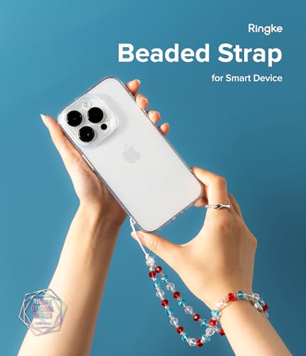 Image of Ringke Beaded Strap Compatible for Cell Phone Case, Cute Aesthetic Stone Beads Charm Keychain Wrist Hand Bracelet Strap for Phone Cover Decoration Accessories for Women, Girls