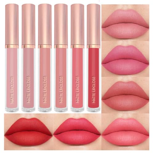 Image of 6 PCS Matte Liquid Lipstick Set, Nude Lip Gloss Kit