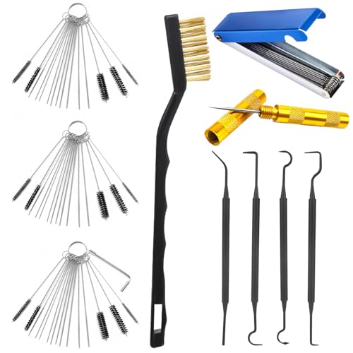 CYUXING 10Pcs Carburetor Cleaning kit Tool Professional Carb Jet Cleaning Kit Tool & Welding Tip Cleaner with Stainless Steel Needles Brushes & Hooks for Motorcycle ATV Chainsaw & Welder