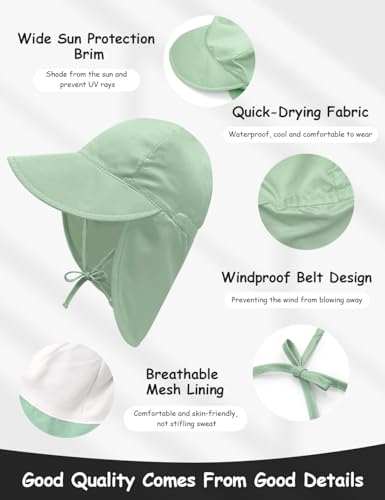 Adjustable Baby Sun Hat Boys Girls, UPF 50+ Toddler Summer Beach Swim Hat with Neck Flap for Infant Traveling Cap3