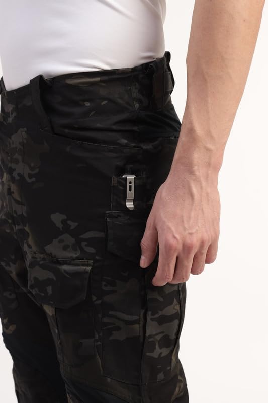 MOUNTMILLER Men's Camouflage Printed Regular Cobra Advanced Ripstop Tactical Mid Rise Pants|Water Repellant|Multi-Pocket |UV Protective|Abrasion-Resistant| For Outdoor,Hiking & Trekking, Black 30 2